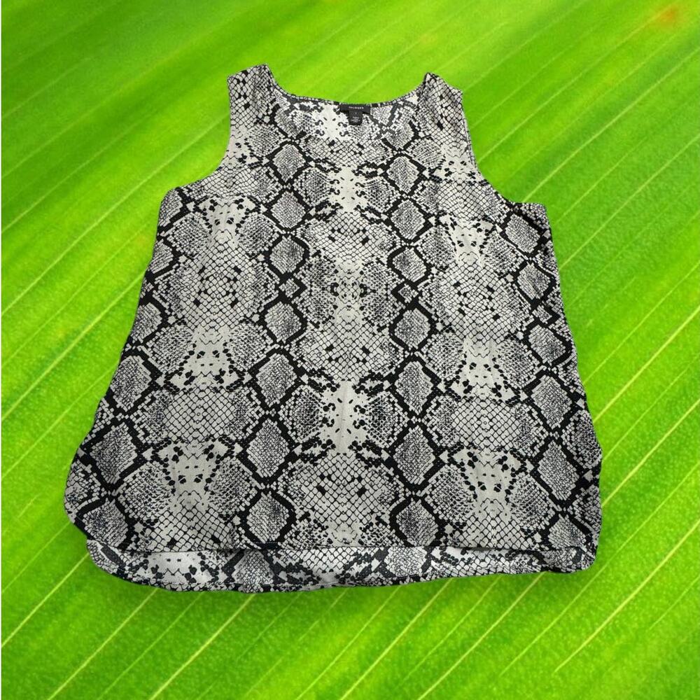 Halogen Faux-Silk Gray Snake Print Tank Top Size 1X